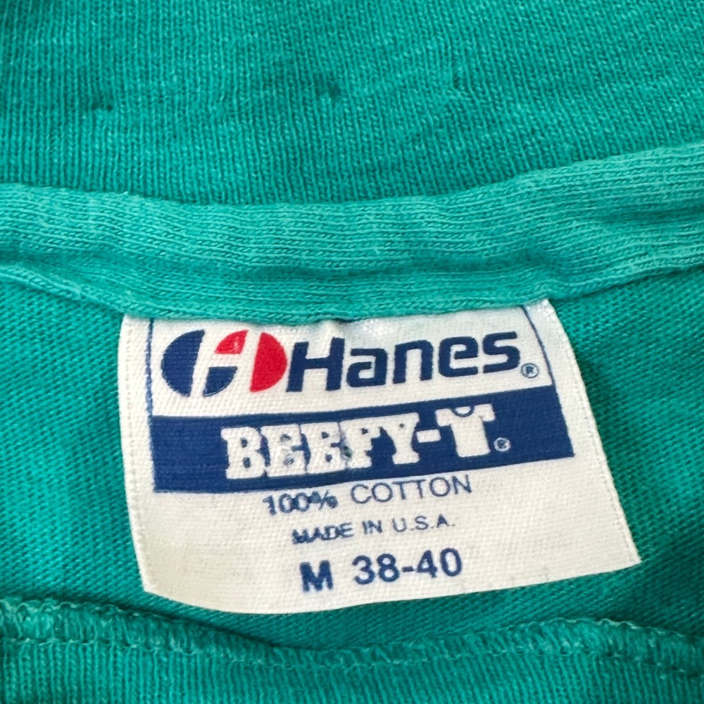VTG Marker T-Shirt Medium 2-Side Graphic Ski Teal Single Stitch Hanes USA 90s - Picture 5 of 7